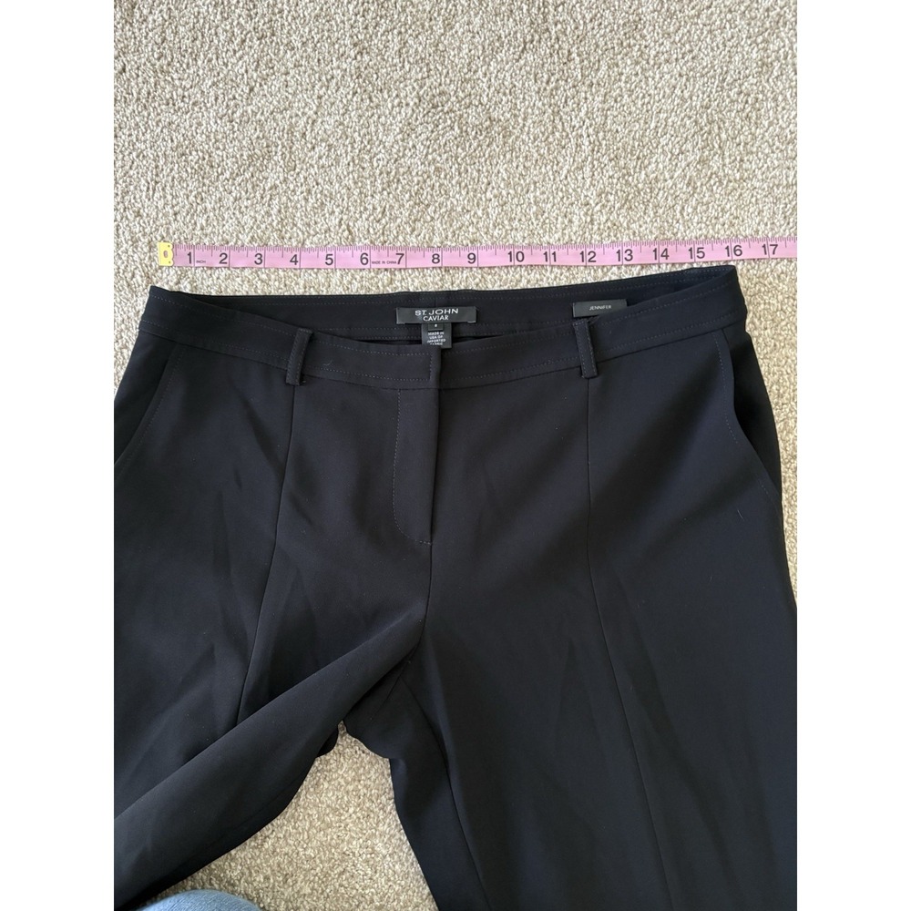 St. John Caviar Womens Jennifer‎ Pants Black Flat Front Slacks Size 6 - Picture 5 of 7